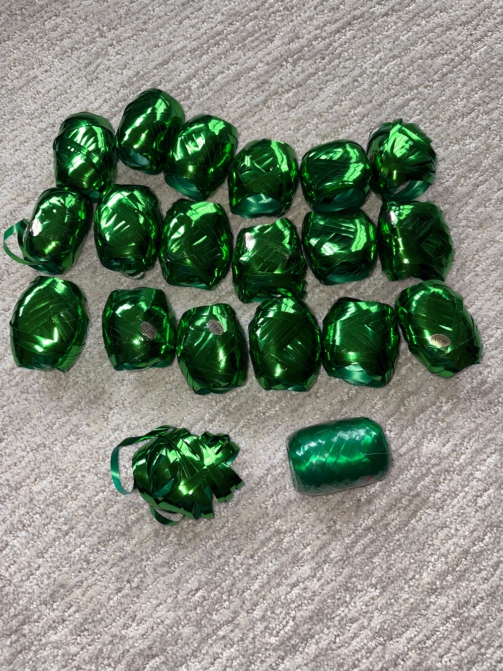 Metallic Green Curling Ribbon Kegs - Lot of 20